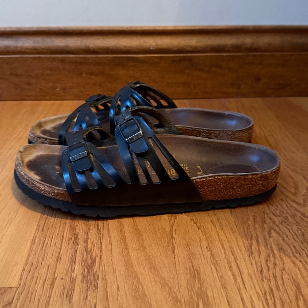 Birkenstock Granada Leather Sandals Black Unisex EU 38 Ladies 7 Men’s 5 Narrow - Picture 3 of 15